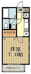 JR中央線 東小金井駅 徒歩5分の賃貸アパート 2階1Kの間取り