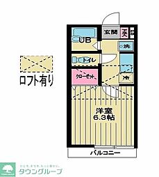 倖蒔庵 1Kの間取図画像