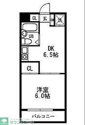 パーソネージュ武蔵関 1DKの間取図画像