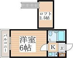 シオン花小金井B 1Kの間取図画像