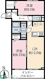 カーサファルコン 2LDKの間取図画像
