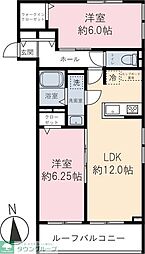 カーサファルコン 2LDKの間取図画像