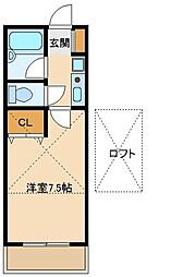 クレセントハイツサウス3 1Kの間取図画像