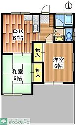 北原コーポ 2DKの間取図画像