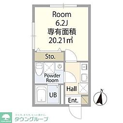 東村山市萩山町4丁目アパート 1Kの間取図画像