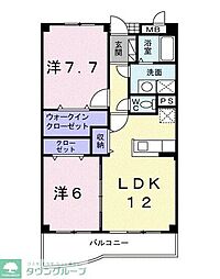 アヴァンティー 2LDKの間取図画像