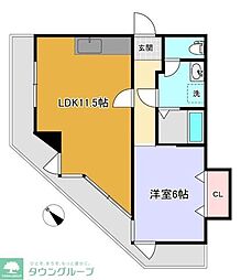 エーデルハイム 1LDKの間取図画像