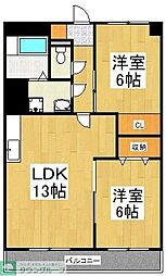 サン・グリーンハイツ 2LDKの間取図画像