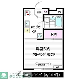 ハウス・パレット 1Kの間取図画像