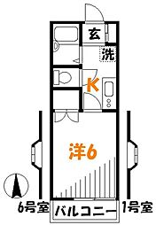 シャトレー武蔵野 1Kの間取図画像