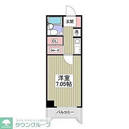 クレベール久米川 1Kの間取図画像