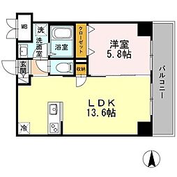 グランパルク小金井 1LDKの間取図画像