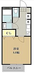 Kメゾン 1Kの間取図画像