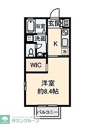 クレールメゾン 1Kの間取図画像