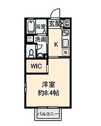 クレールメゾン 1Kの間取図画像
