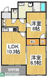 N.S.ビル 2LDKの間取図画像