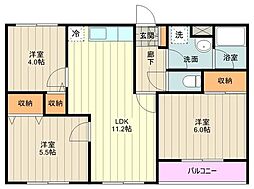 パークヒルズ向原 3LDKの間取図画像