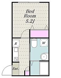 仮称）川崎区渡田新町2丁目新築計画 1階1Kの間取り