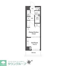 ブランシエスタ品川大井町パークエッジ 3階1DKの間取り