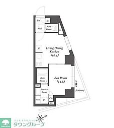 ブランシエスタ品川大井町パークエッジ 1DKの間取図画像