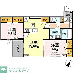 Serene Tera(セリーン テラ) 2LDKの間取図画像