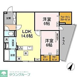Serene Tera(セリーン テラ) 2LDKの間取図画像
