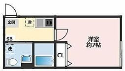 パークテラス鶴見 1Kの間取図画像