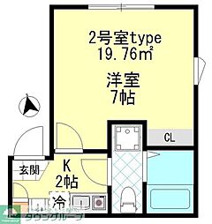 エースコート鶴見 1Kの間取図画像