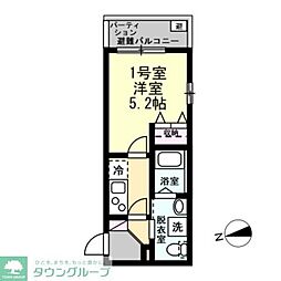 Felice川崎 1Kの間取図画像