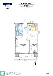 プラウドフラット西蒲田 2LDKの間取図画像