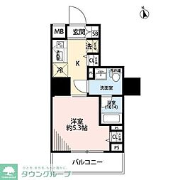 プレール・ドゥーク戸越銀座通り 1Kの間取図画像