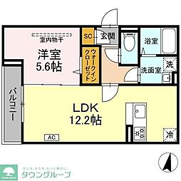 D Paina 浅田 1LDKの間取図画像