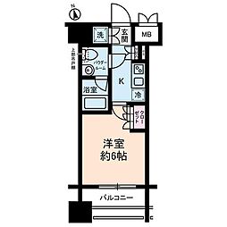 ライジングプレイス川崎 1Kの間取図画像