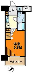 パークキューブ武蔵小杉 1Kの間取図画像