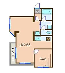 小峰ハイツ 2LDKの間取図画像