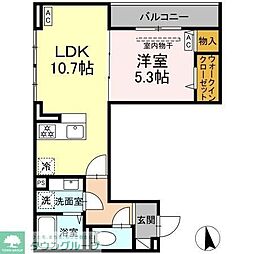 D'Bless横濱岸根公園II 1LDKの間取図画像