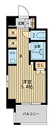 レジディア川崎 1Kの間取図画像