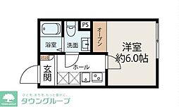 クォーク川崎 1Kの間取図画像
