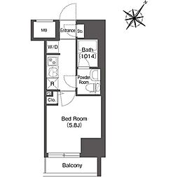スタイリオフィット溝の口 2階1Kの間取り