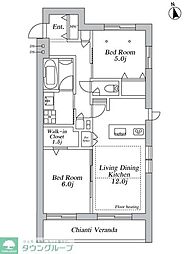 川崎市多摩区登戸マンション 2LDKの間取図画像