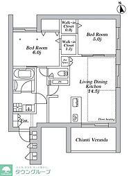 川崎市多摩区登戸マンション 2LDKの間取図画像