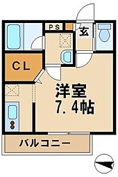 フェリーチェドゥーエ 1Kの間取図画像
