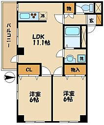 アメニティプレイス 2LDKの間取図画像