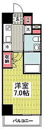 プラウドフラット武蔵小杉イースト 1Kの間取図画像