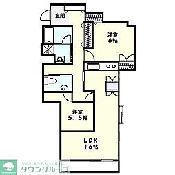 ソレイユ廣川 2LDKの間取図画像