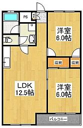 シャトレー新井 2LDKの間取図画像
