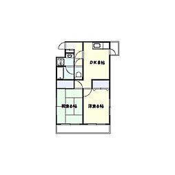 サンクレスト宮崎台 2DKの間取図画像