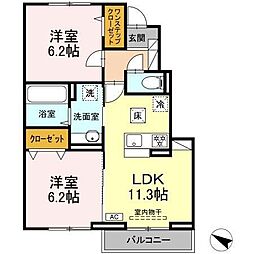 ヴェルジェB 2LDKの間取図画像