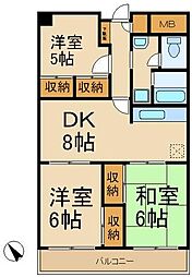 トーカド宮崎台東棟 3DKの間取図画像