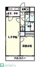 エルム宿河原 1Kの間取図画像